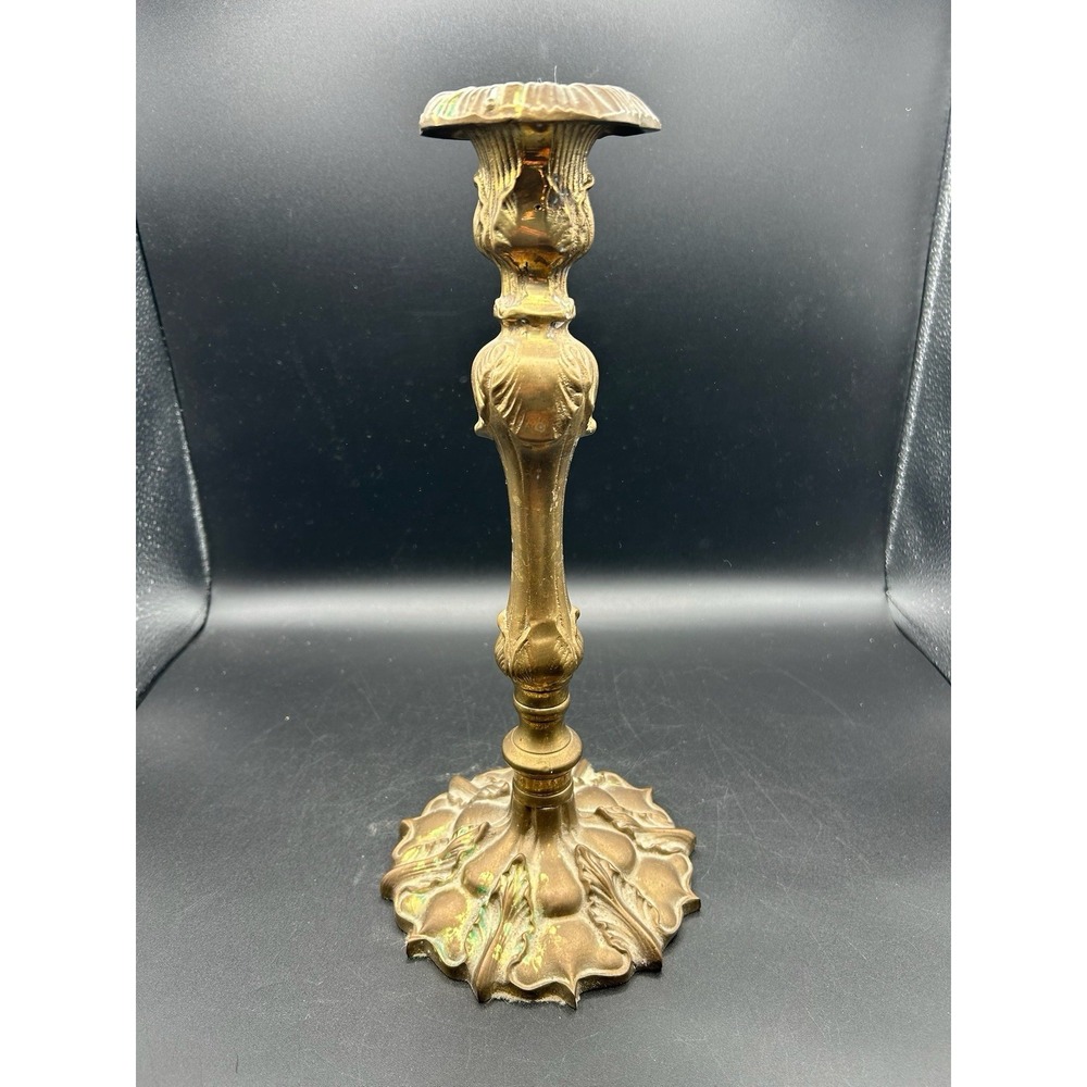 VTG Elegant Brass Metal Ornate Decorative Candle Holder Stick 12"